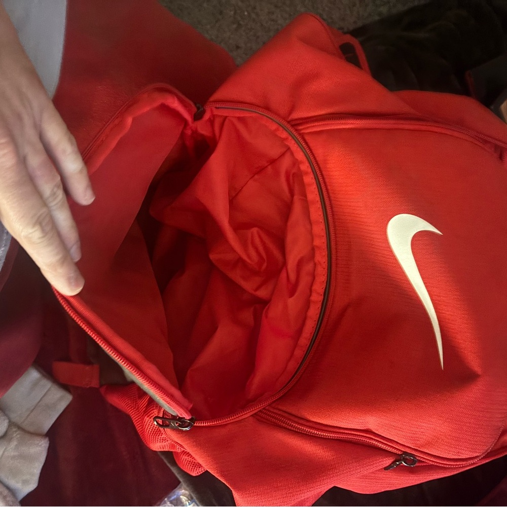 Nike Red and Black Athletic Backpack with White Swoosh - Picture 2 of 3
